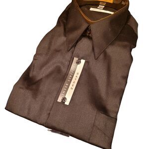 Sateen Geoffrey Beene Mens XL Long Sleeve Black Shirt Wrinkle Free made in Egypt